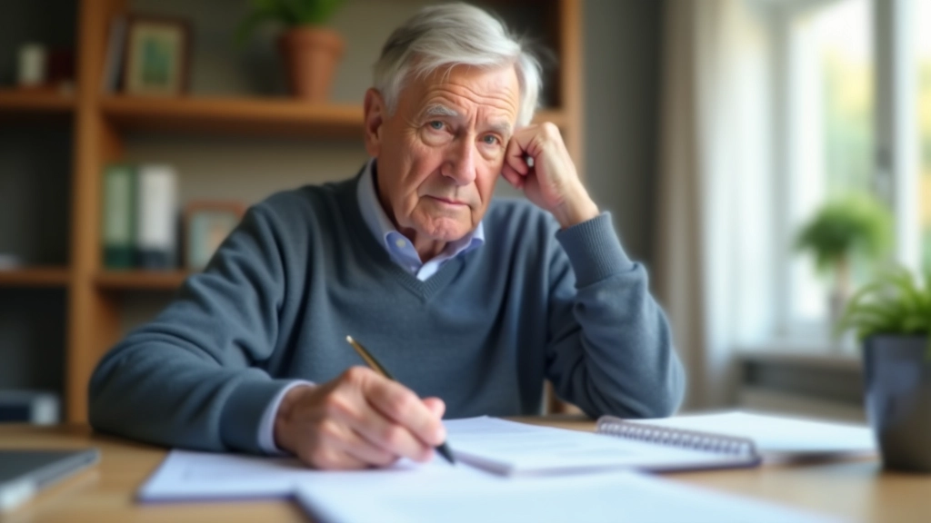 Personne âgée remplissant un formulaire administratif pour l'ASPA