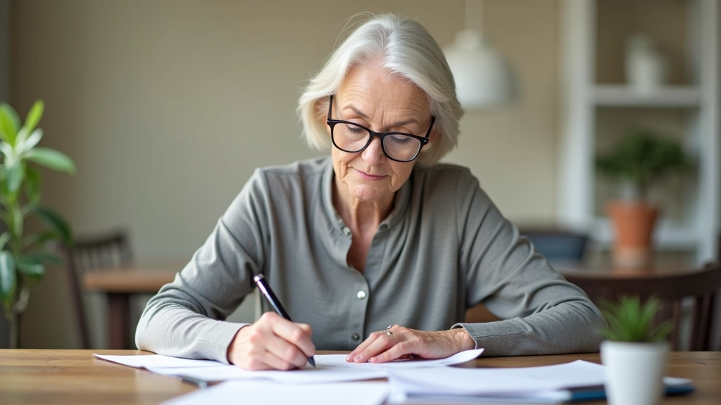 Femme âgée remplissant un formulaire de demande ASPA avec assistance