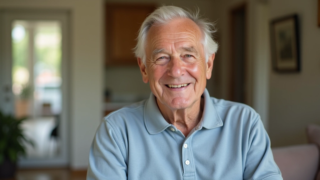 Homme âgé souriant en tenue casual