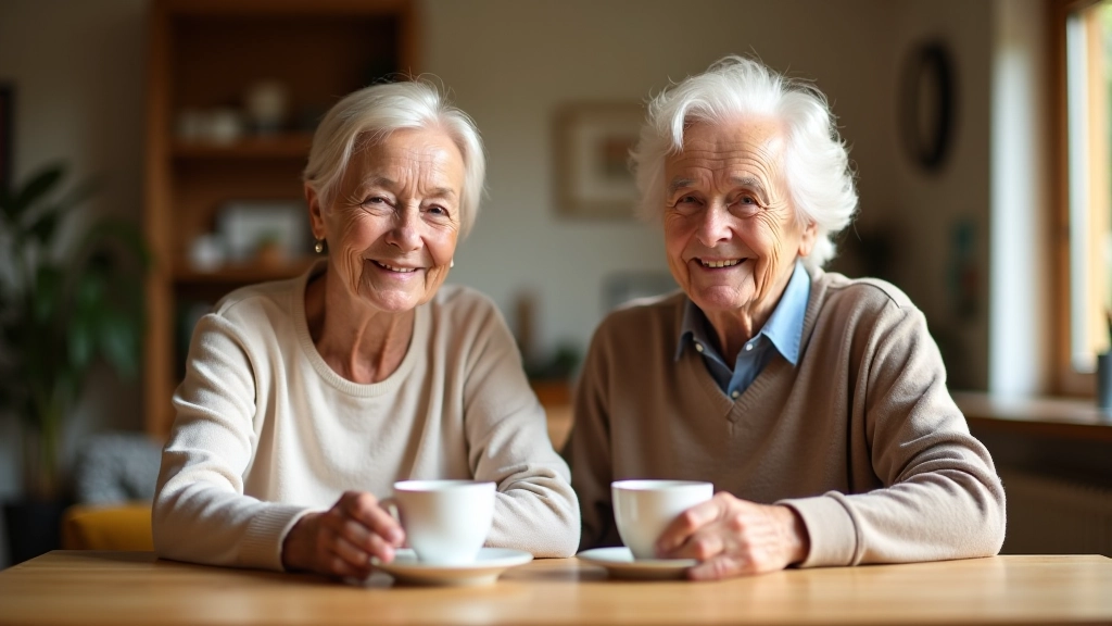 Seniors heureux discutant ensemble autour d'une table après amélioration de leur situation financière